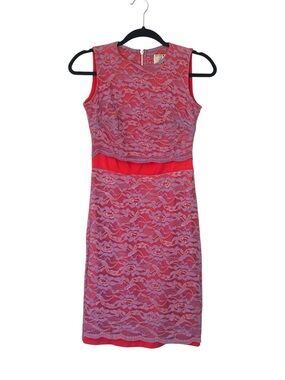 iCE Orange and Lavender Lace Midi Dress